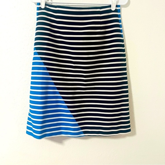 J. CREW Women’s Size 6 A-Line Striped 100% Cotton Skirt Color-block Navy/L.Blue - Picture 2 of 11